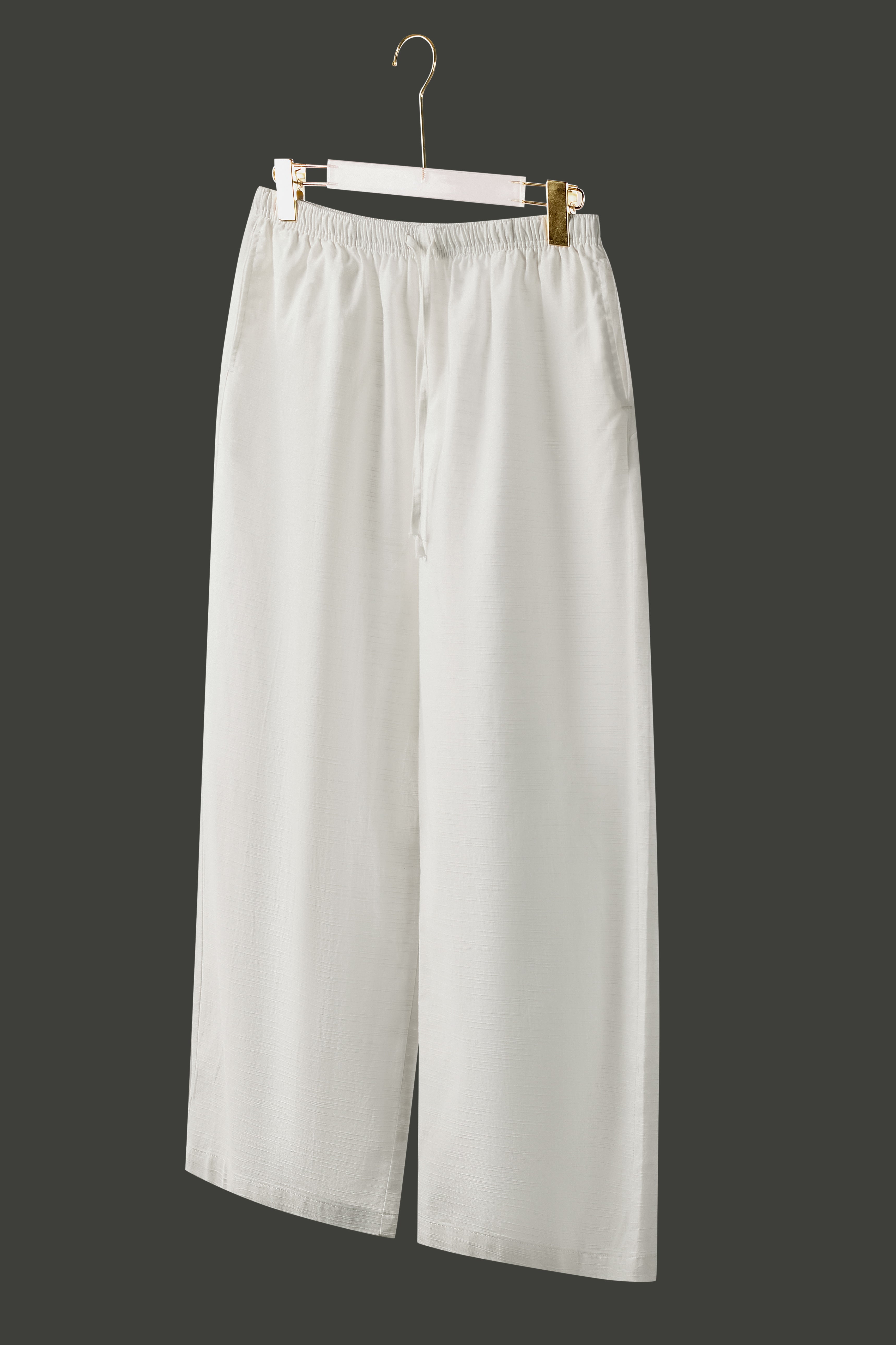 La Forbie Women's Linen Viscose Wide Leg Drawstring Pants