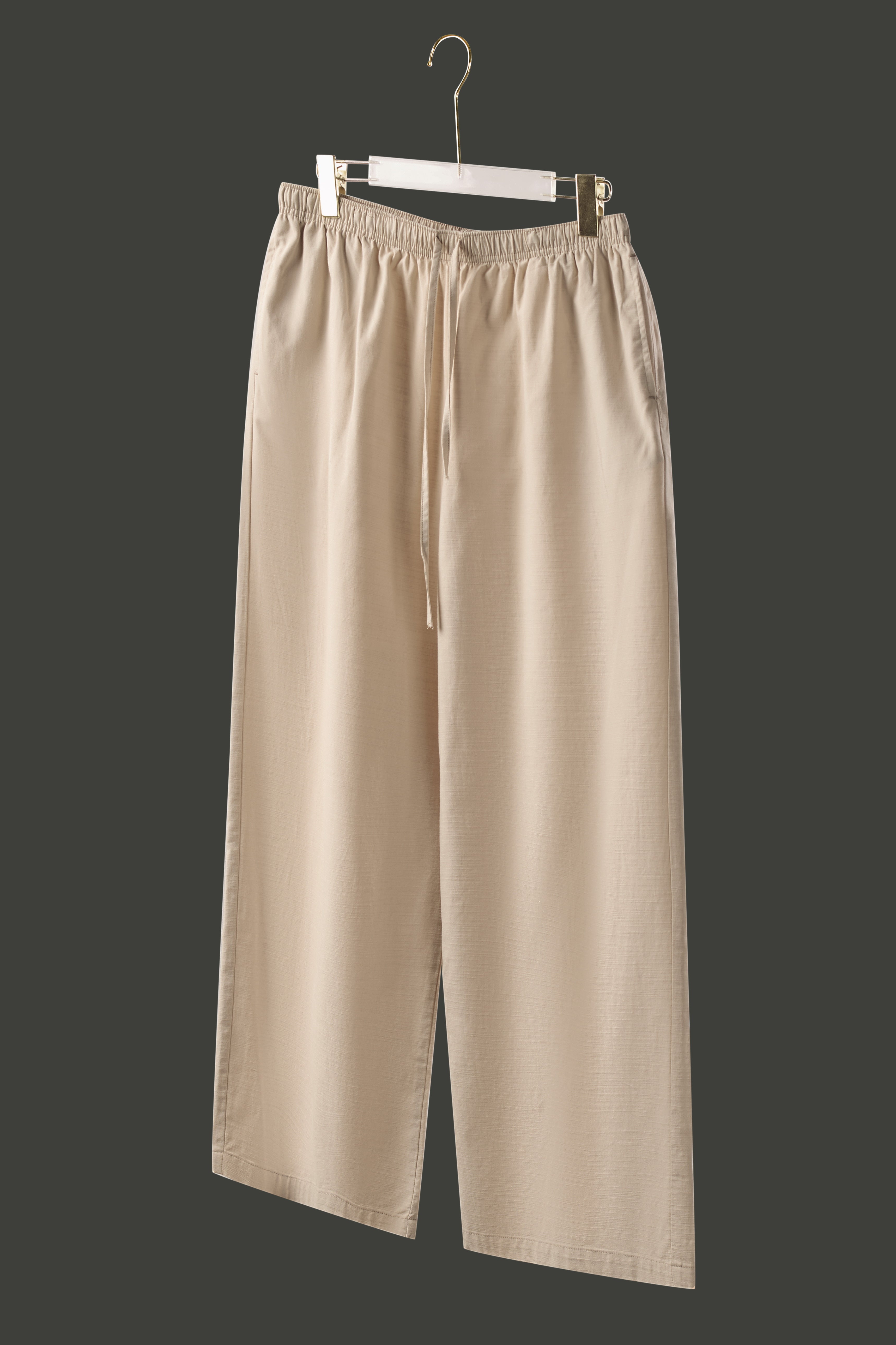 La Forbie Women's Linen Viscose Wide Leg Drawstring Pants