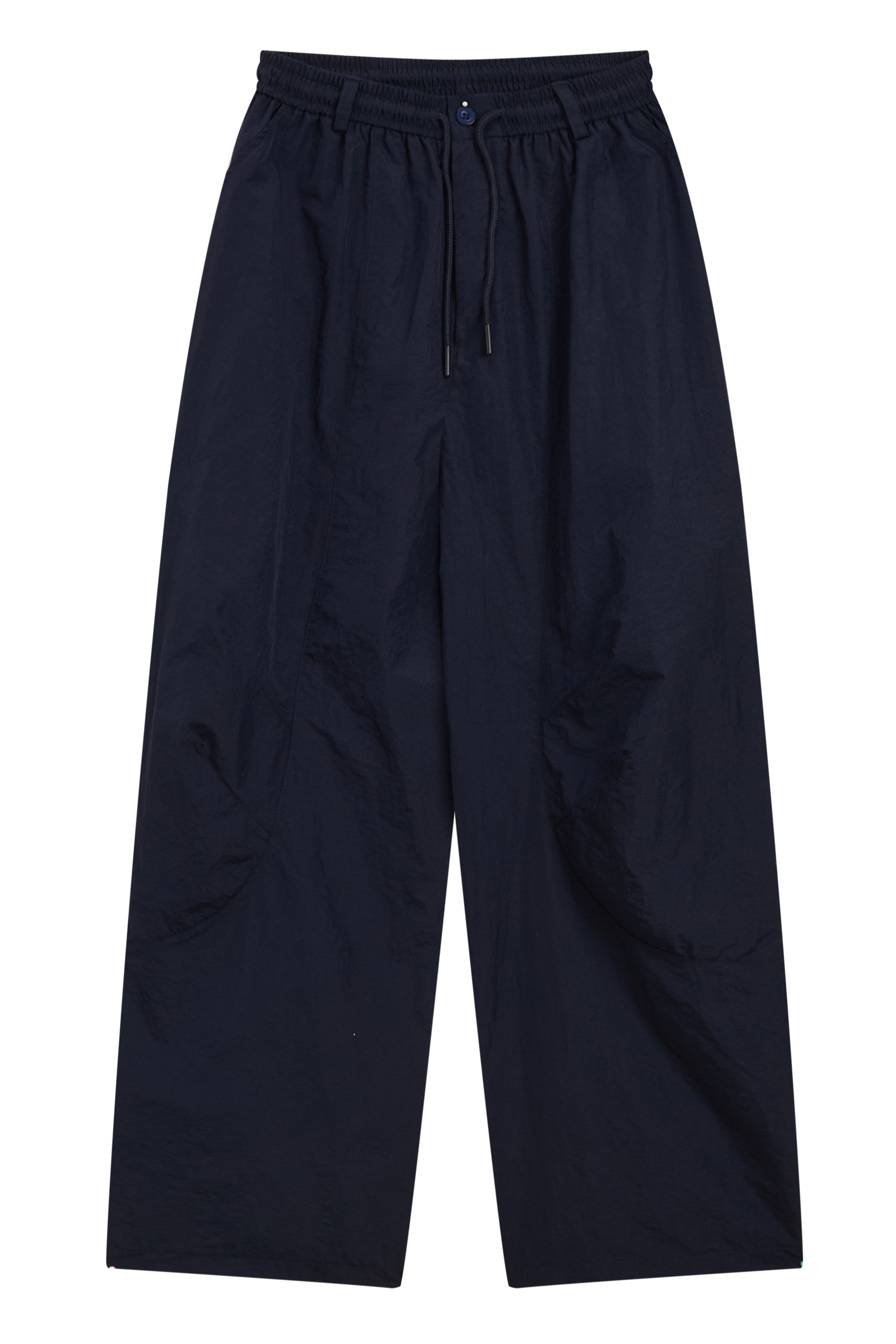 La Forbie quần dài nữ ống rộng vải giấy lưng thun rút dây