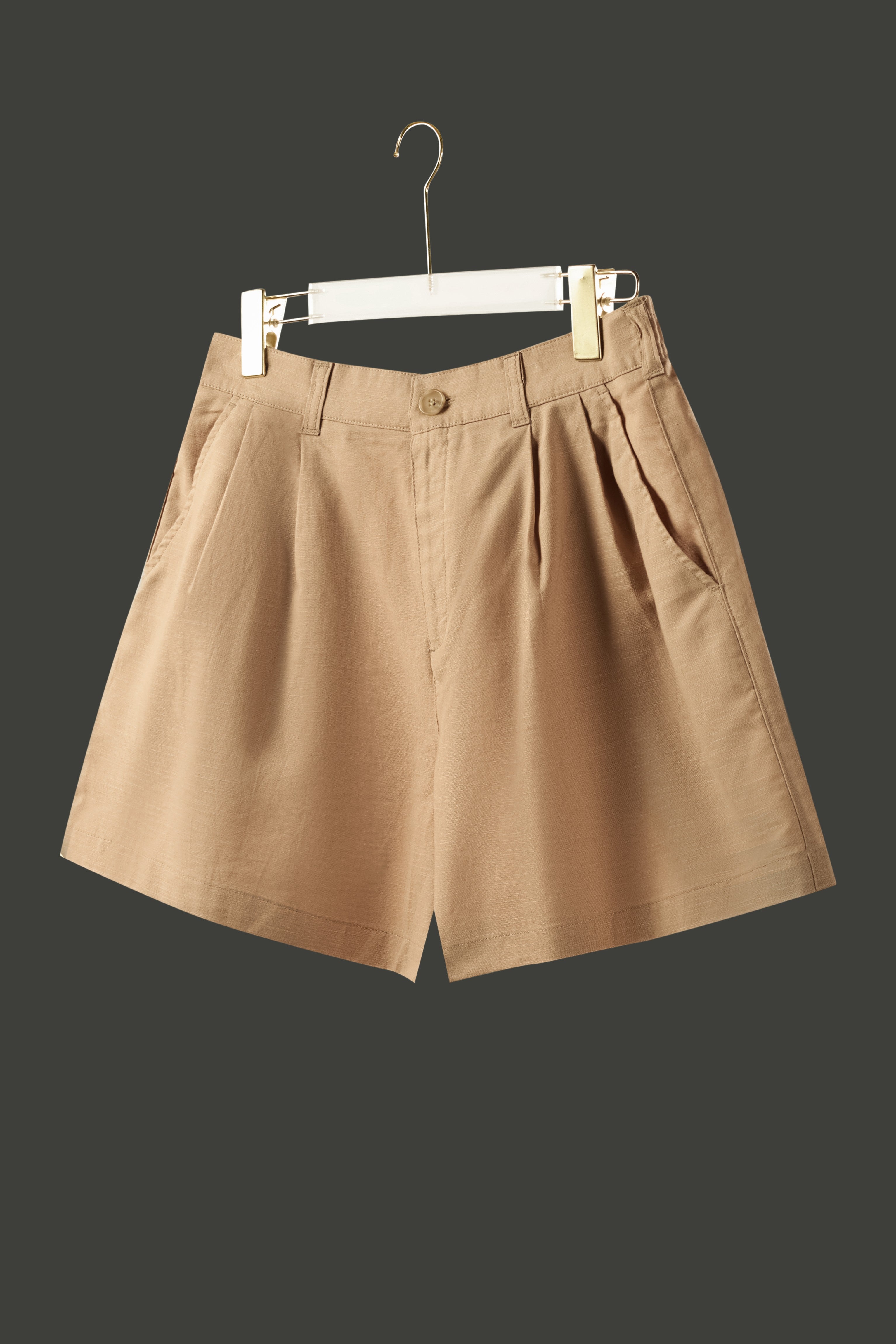 La Forbie Women's Linen Blend Knife Pleat Shorts