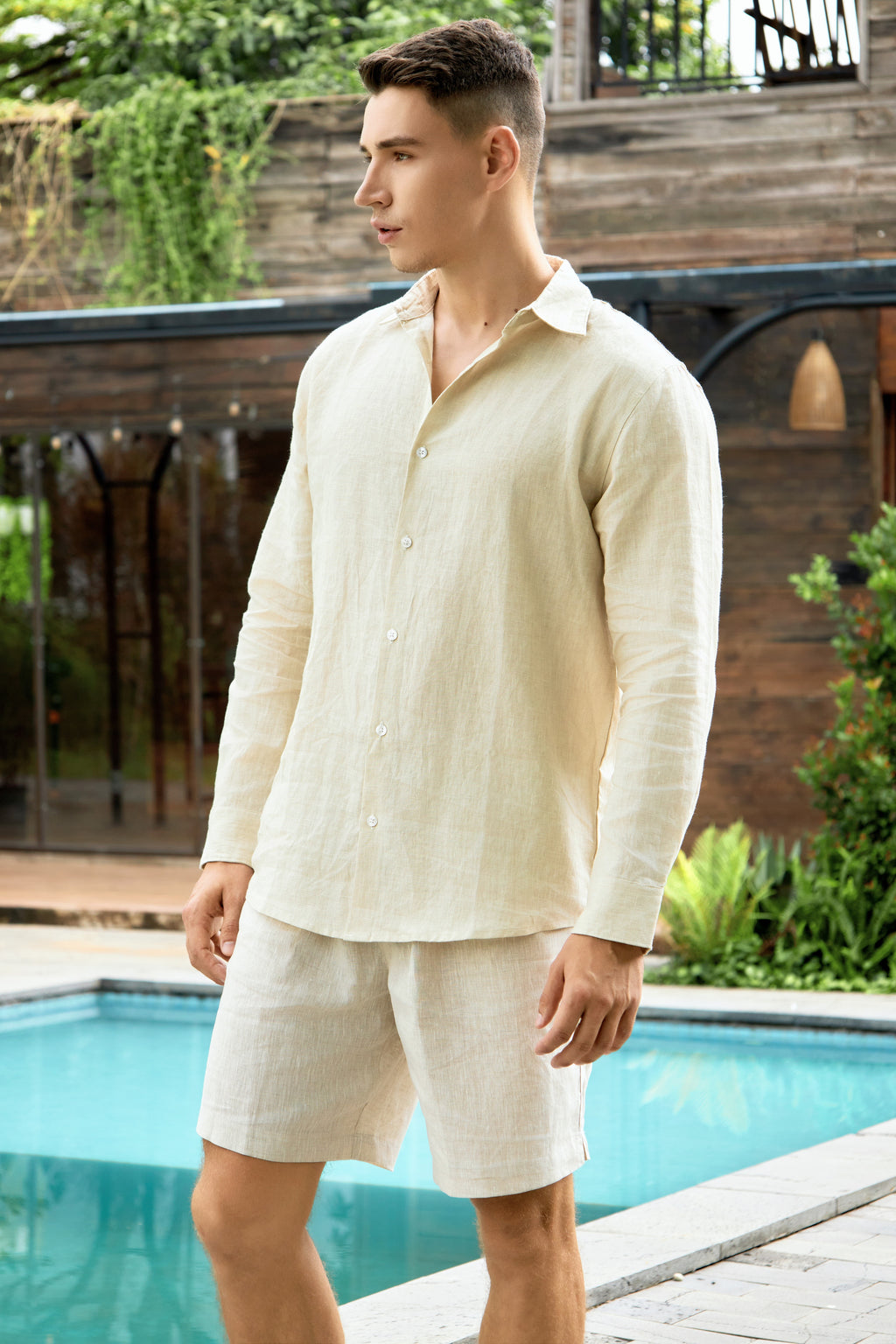 La Forbie Quần Short Linen Nam – Mát Mẻ, Thoải Mái, Thanh Lịch Tự Nhiên