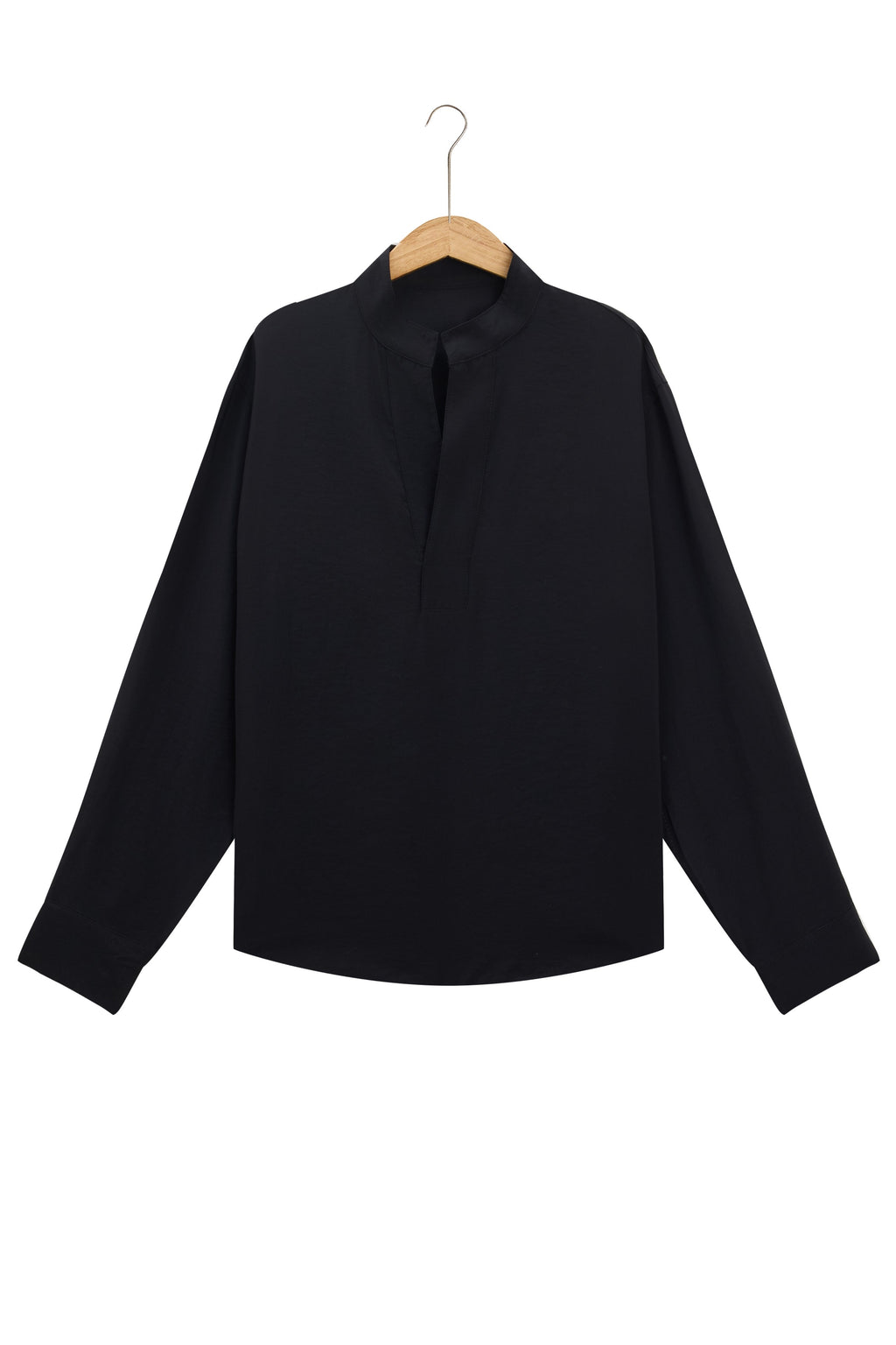 La Forbie Men’s Linen Band-Collar Shirt with Split Placket