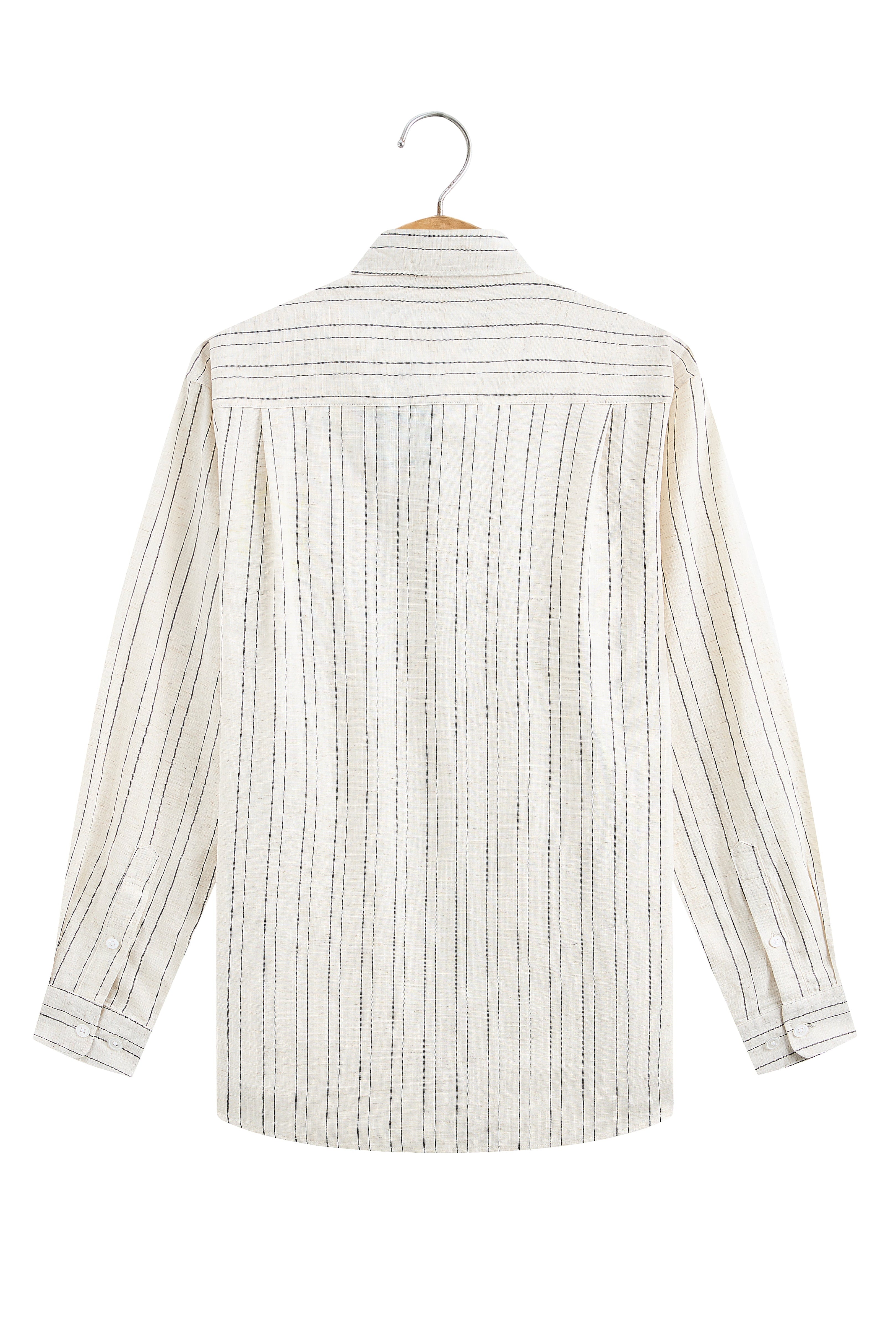 La Forbie Men’s Premium Linen Striped Long Sleeve Shirt
