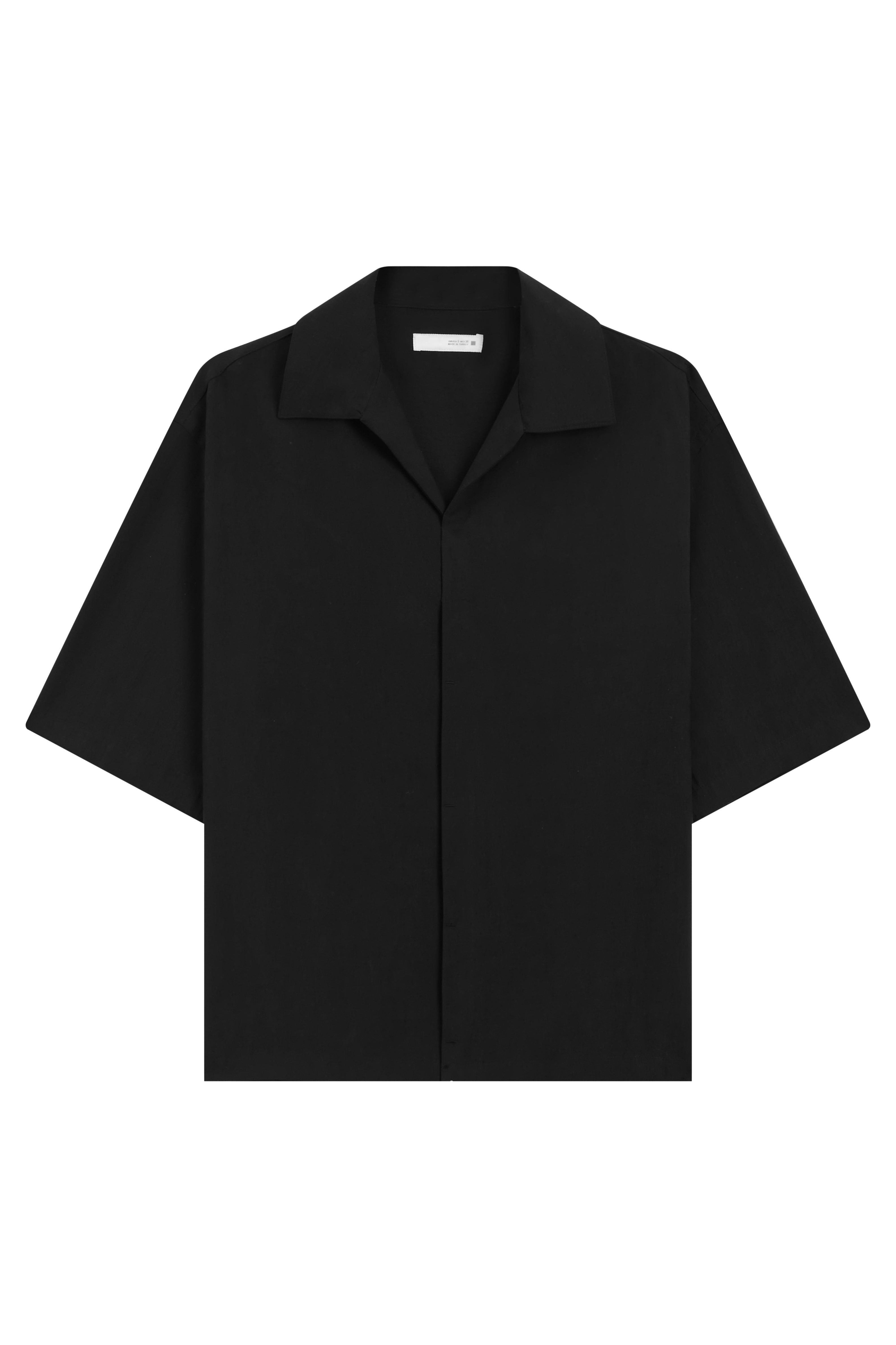 La Forbie áo sơ mi tay ngắn cổ Cuban dáng rộng vuông