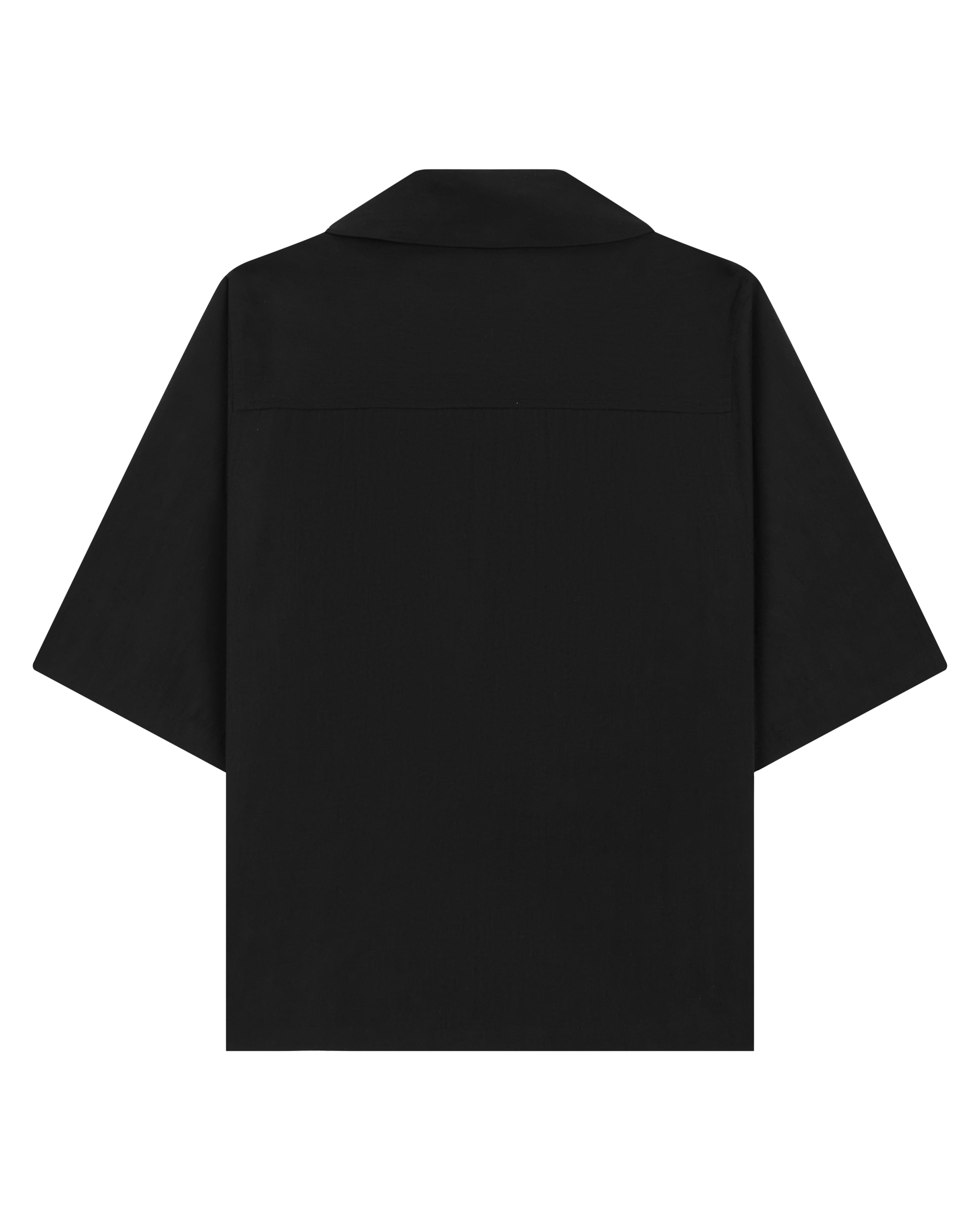 La Forbie áo sơ mi tay ngắn cổ Cuban dáng rộng vuông