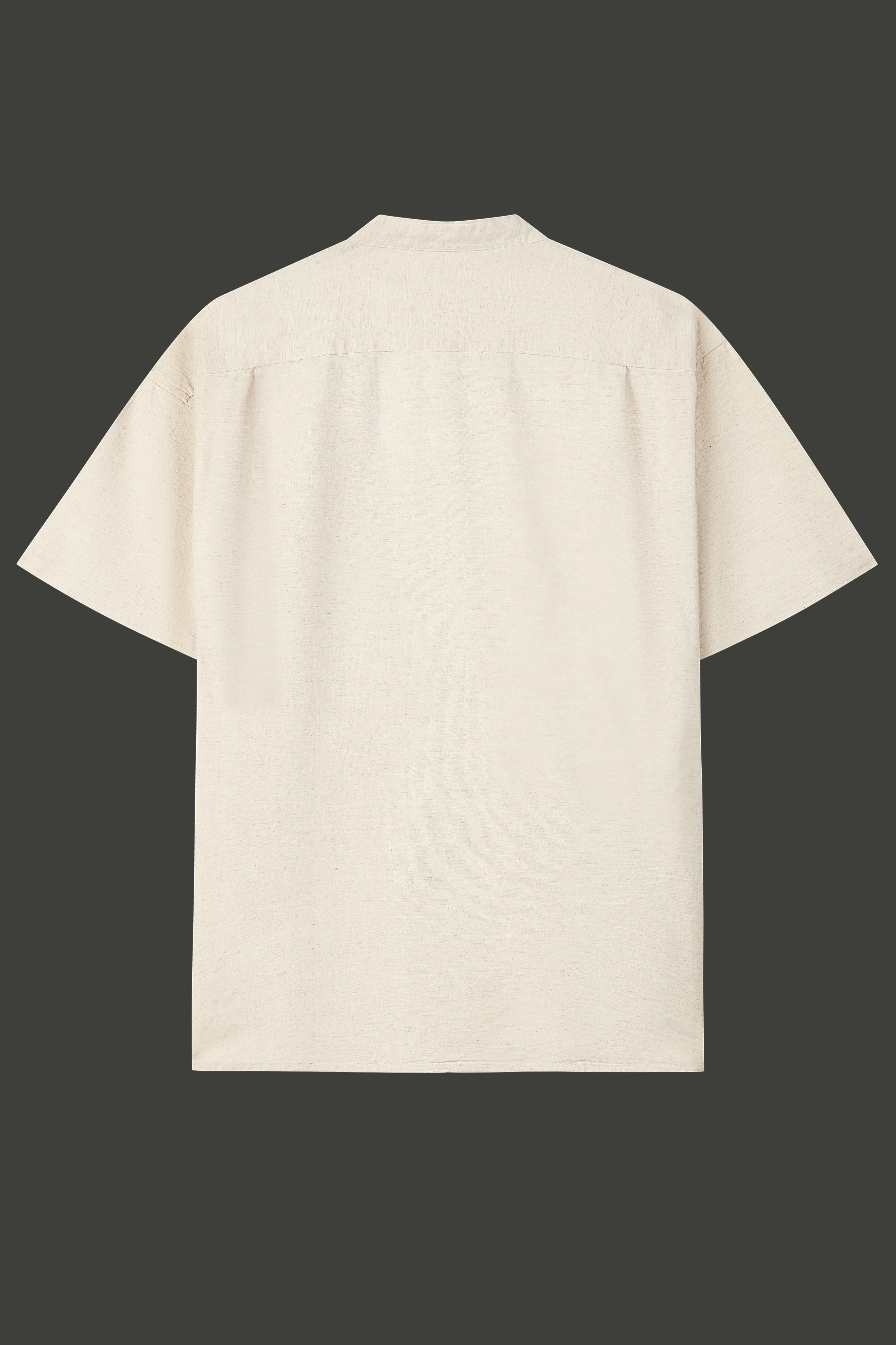 La Forbie Men's Short Sleeve Linen Mandarin Collar Shirt