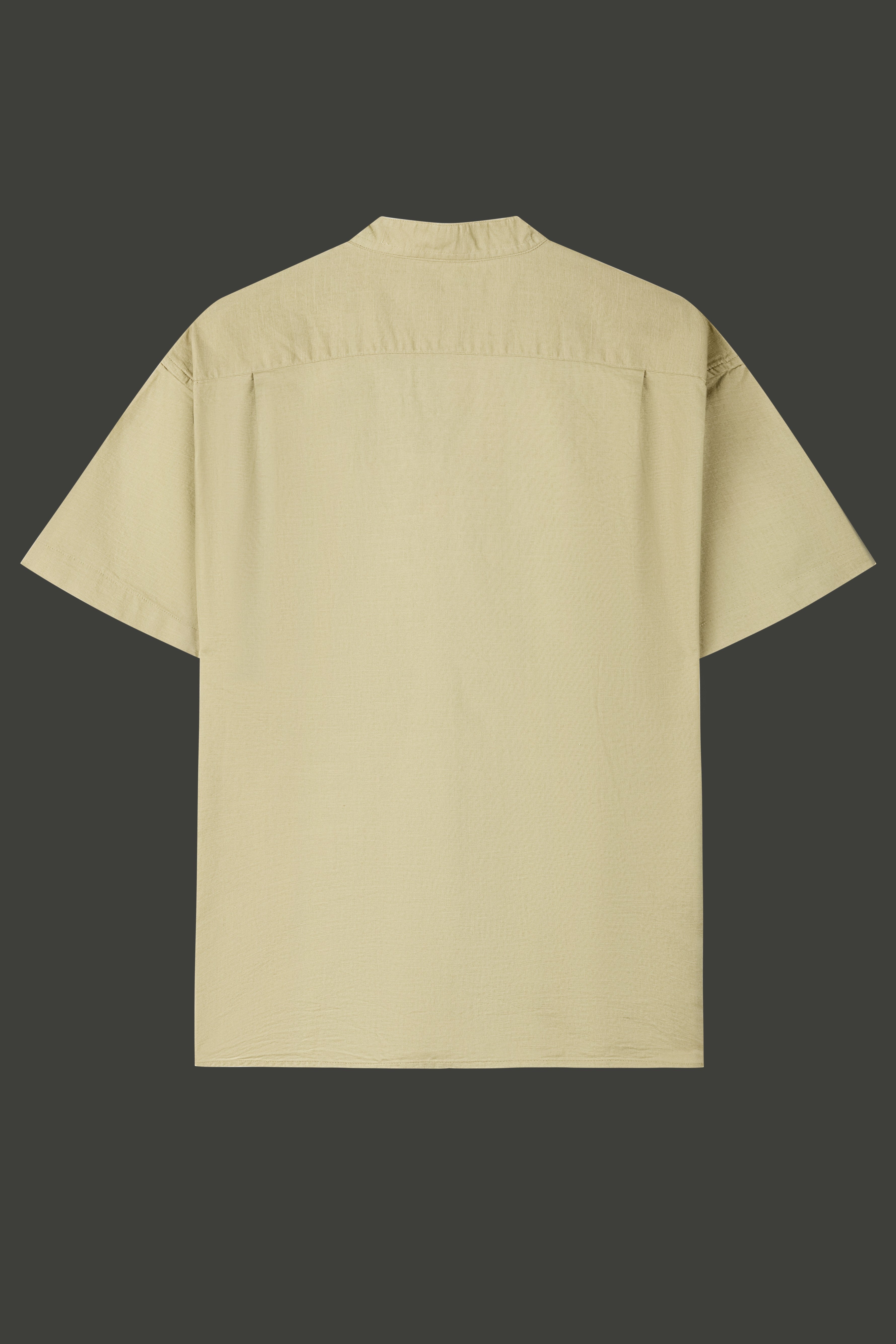 La Forbie Men's Short Sleeve Linen Mandarin Collar Shirt