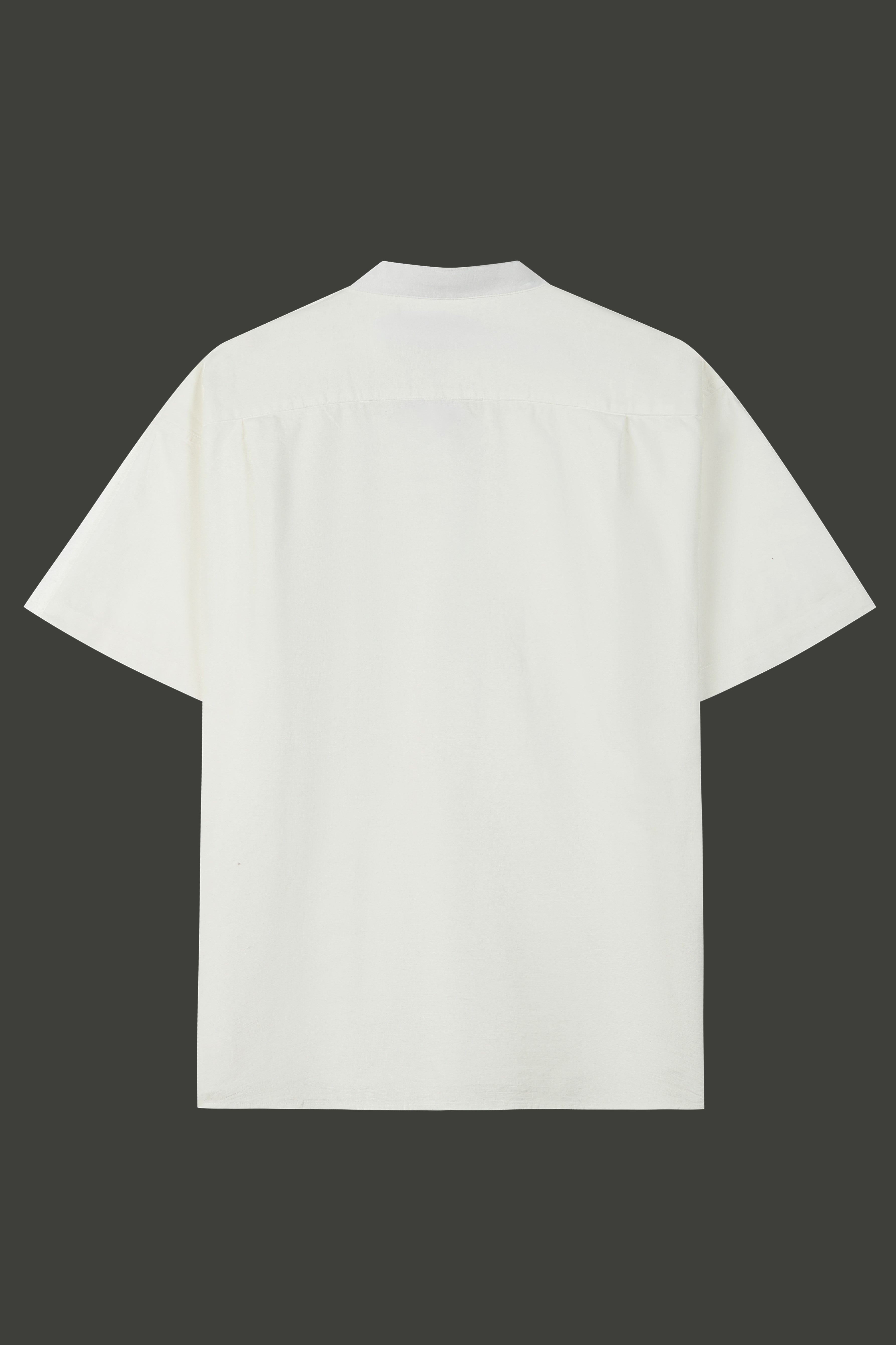 La Forbie Men's Short Sleeve Linen Mandarin Collar Shirt