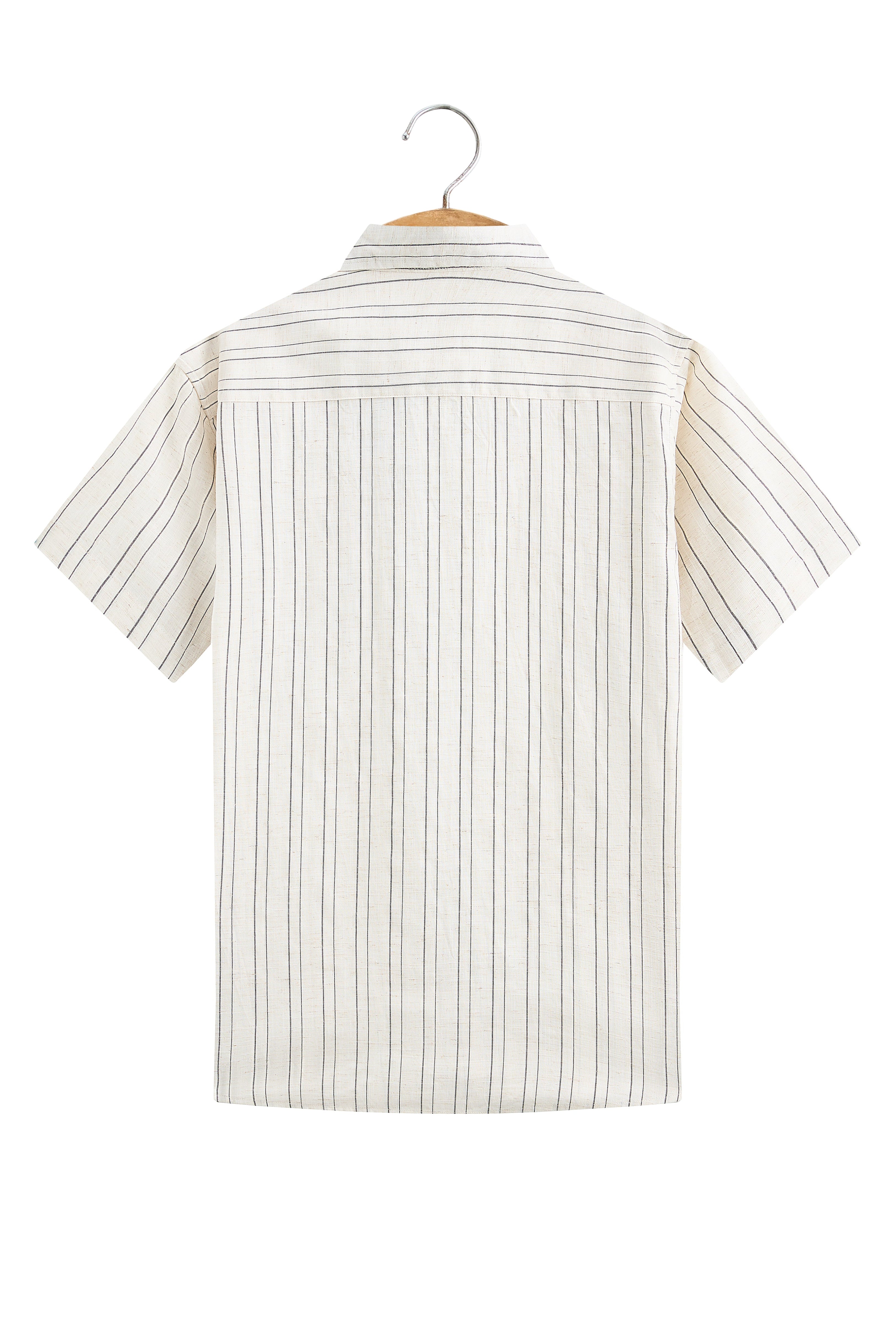 La Forbie Men’s Premium Linen Striped Short Sleeve Shirt