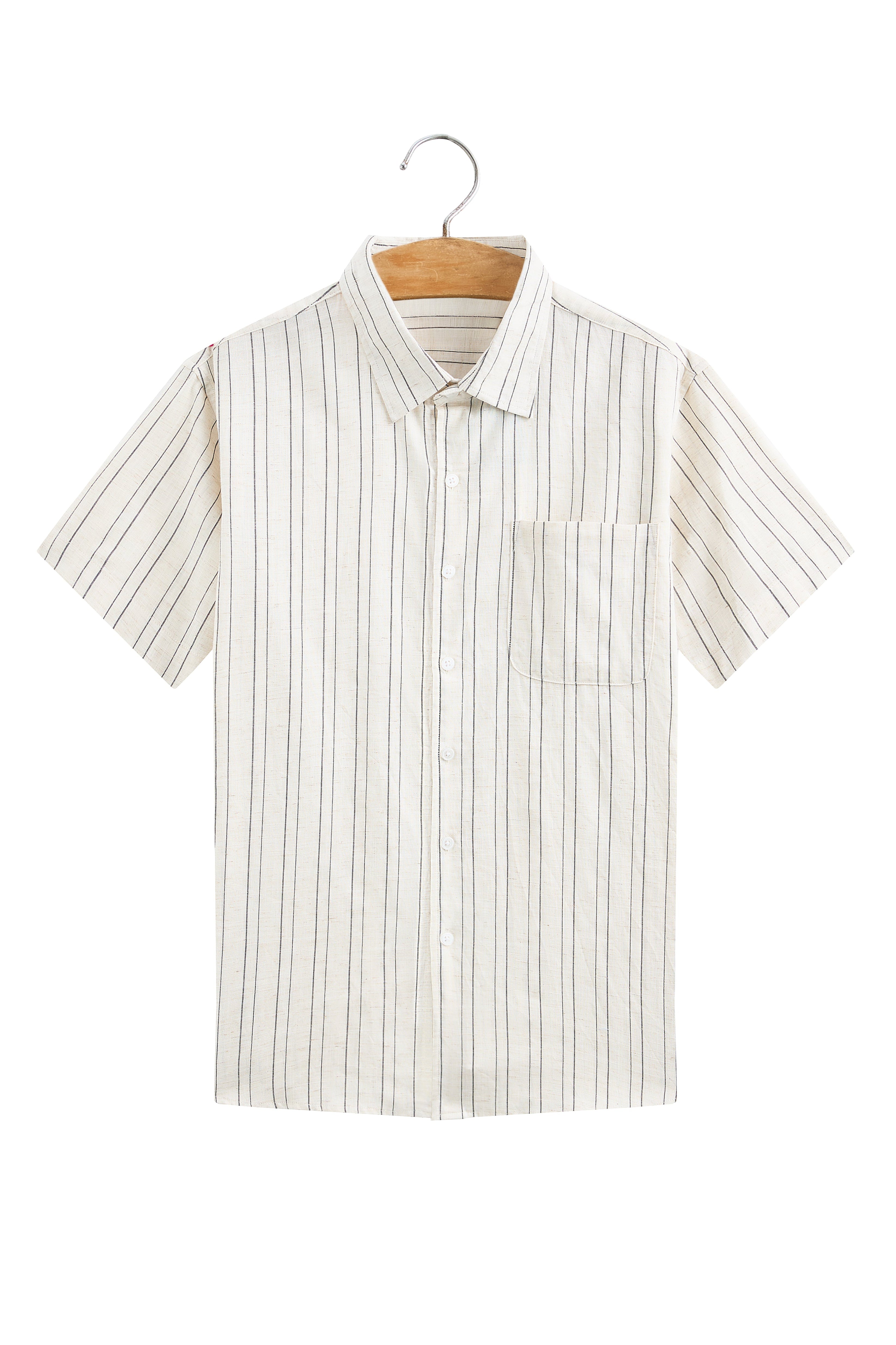 La Forbie Men’s Premium Linen Striped Short Sleeve Shirt